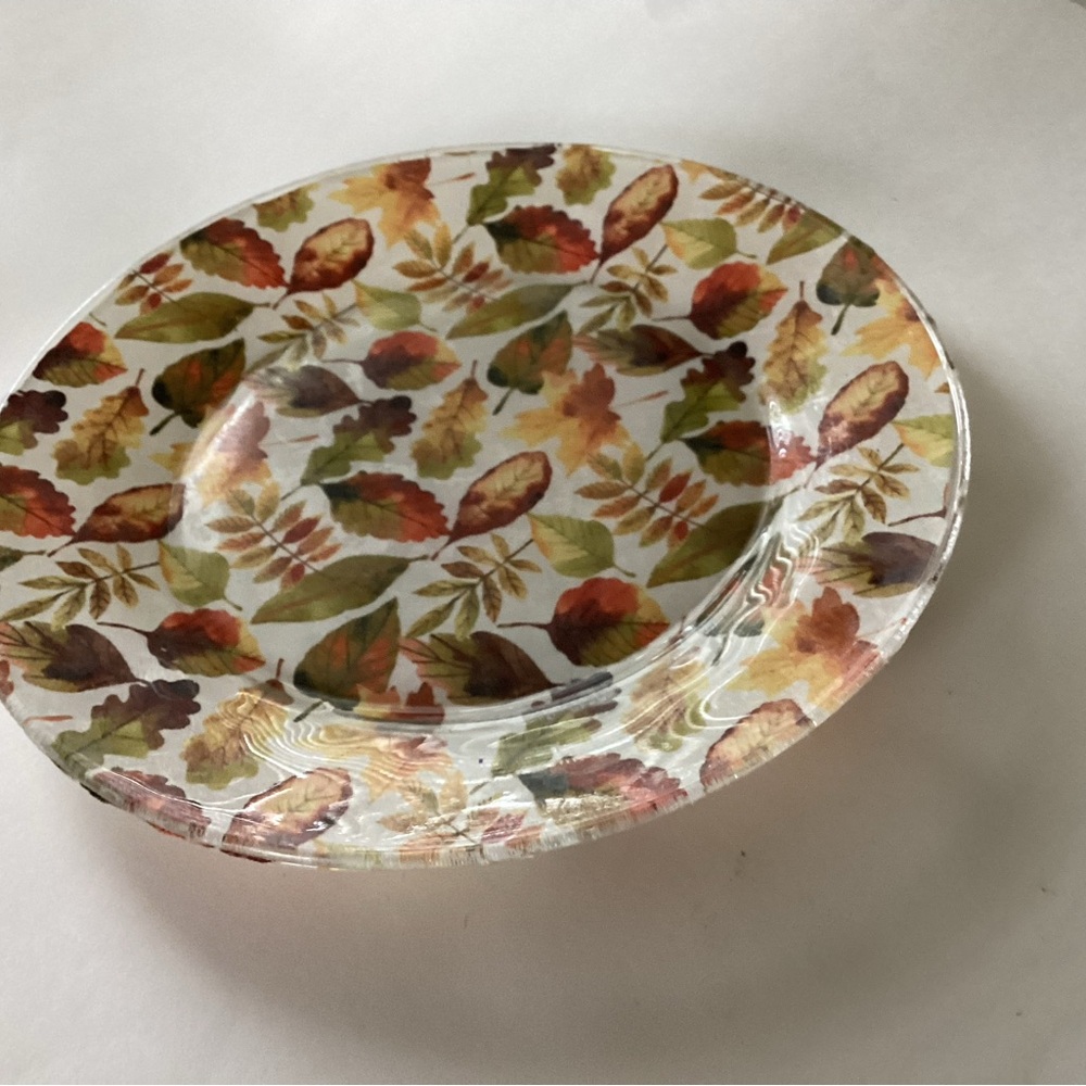 Hand Crafted Autumn Leaf Decorative Plate